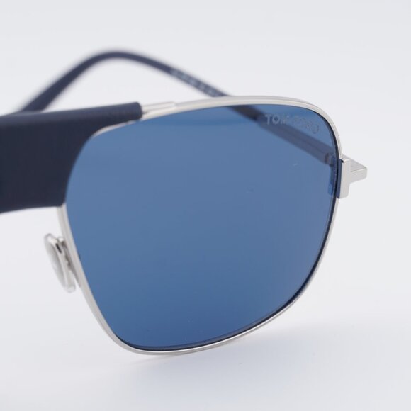 Tom Ford Tex FT1096 16V Sunglasses Palladium Aviator Frame, Blue Lenses - Picture 2 of 10